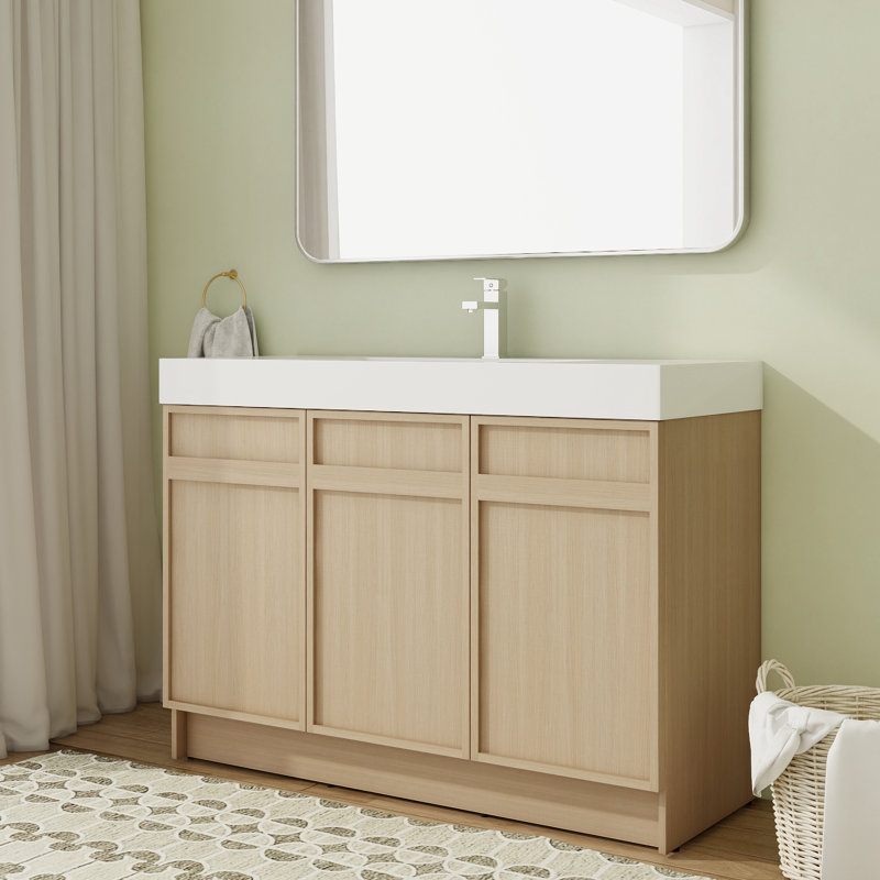48 inch Free standing Single Bathroom Vanity With Resin Vanity Top