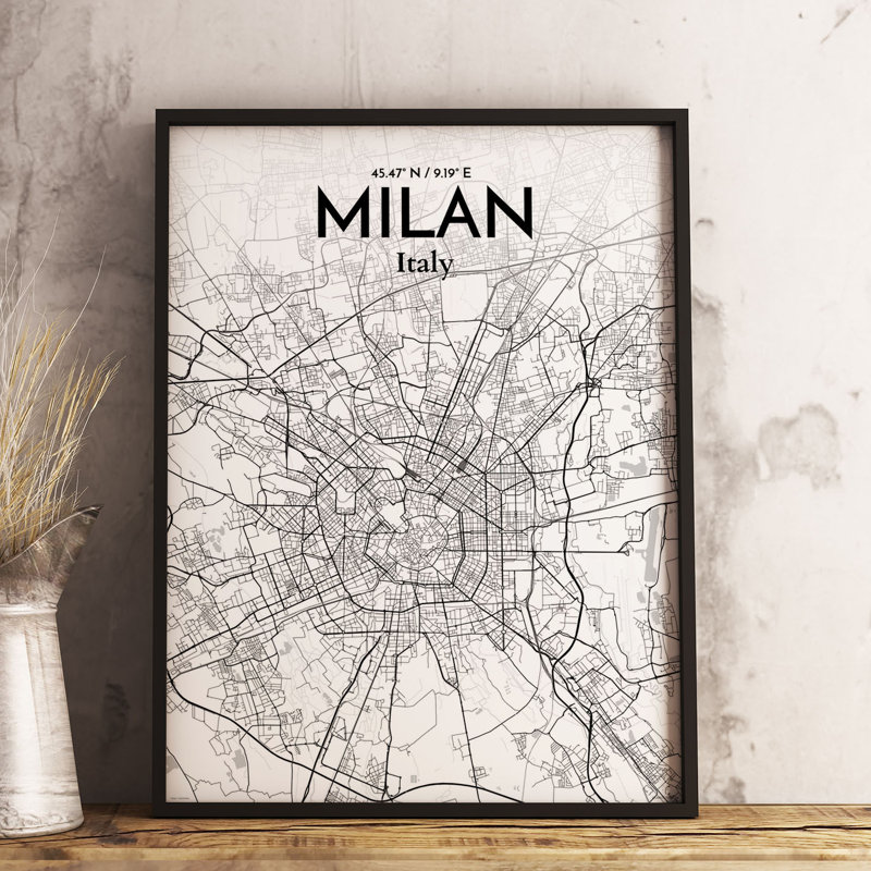 Milan City Map - No Frame Print, 61cm H x 45.7cm W x 0.13cm D