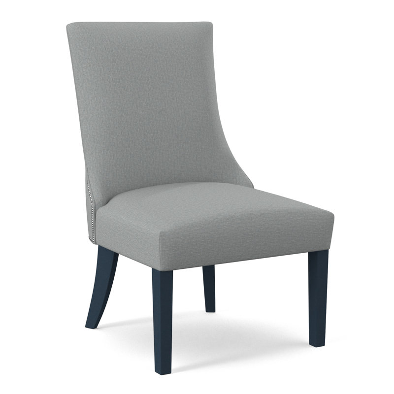 Chaise d'appoint rembourrée Tuxedo, Tissu performance bleu clair 0851-55, Finition marine