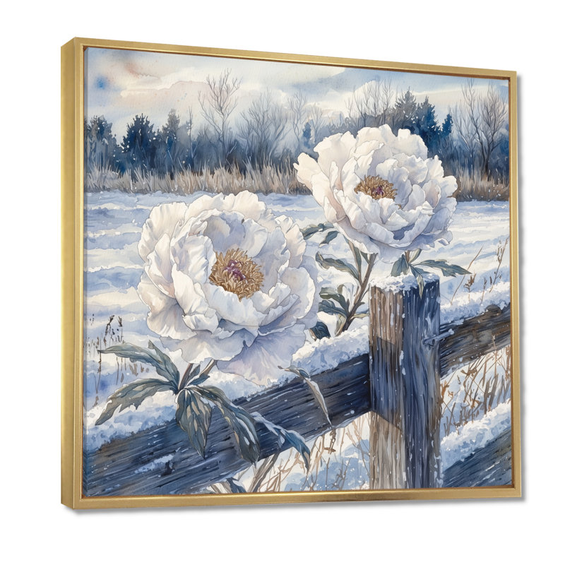 Ahner - Art mural floral, Impression encadrée flottante, H 36 po x l 36 po, Doré