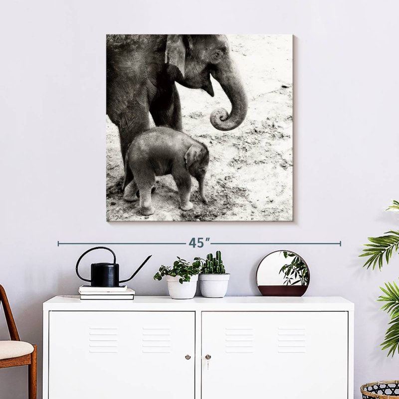 Brampt, mère et fille, éléphant, H 30 po x l 30 po
