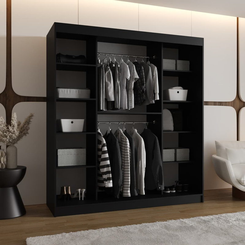 Manufactured Wood Wardrobe, Black