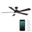 Ventilateur de plafond intelligent à cinq pales d'extérieur et d'intérieur Wynd avec télécommande et ensemble d'éclairage DEL inclus fonctionnant avec les applis Alexa, iOS ou Android-124322698-124322705-124322707
