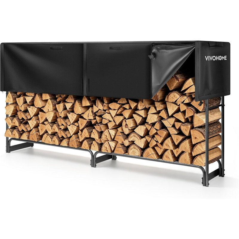 Ensemble combiné de support à feu de bois extérieur de 2,4 m (8 pi) avec cordon de 1/2 po et housse