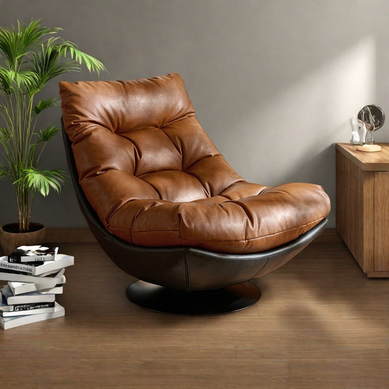 Chaise rotative rétro et élégante, Brun