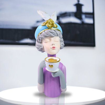 Statue de fille décorative, centre de table basse de table 13 po