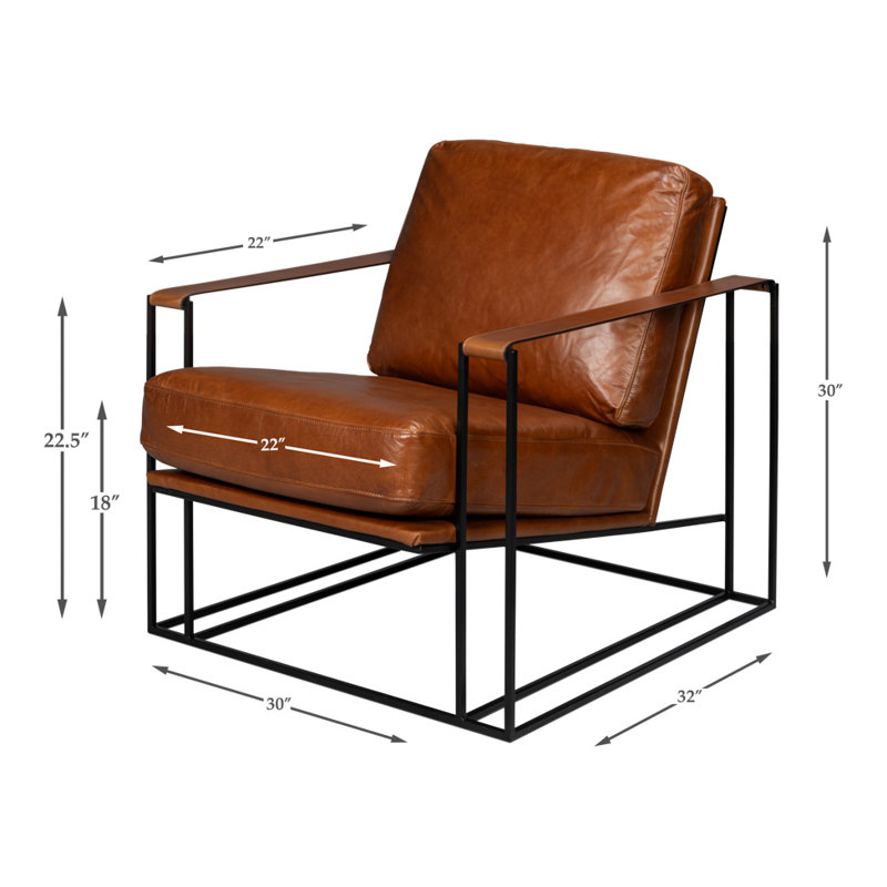 Oryan Club Chair, Brown Genuine Leather