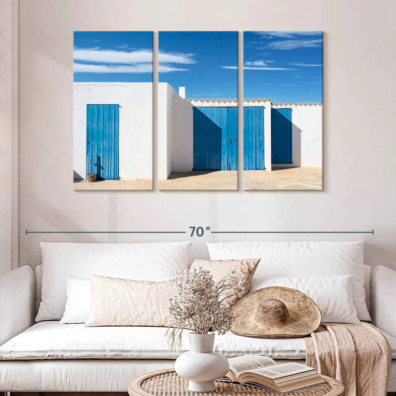 Lilie Formentera porte bleue, H 32 po x l 50 po