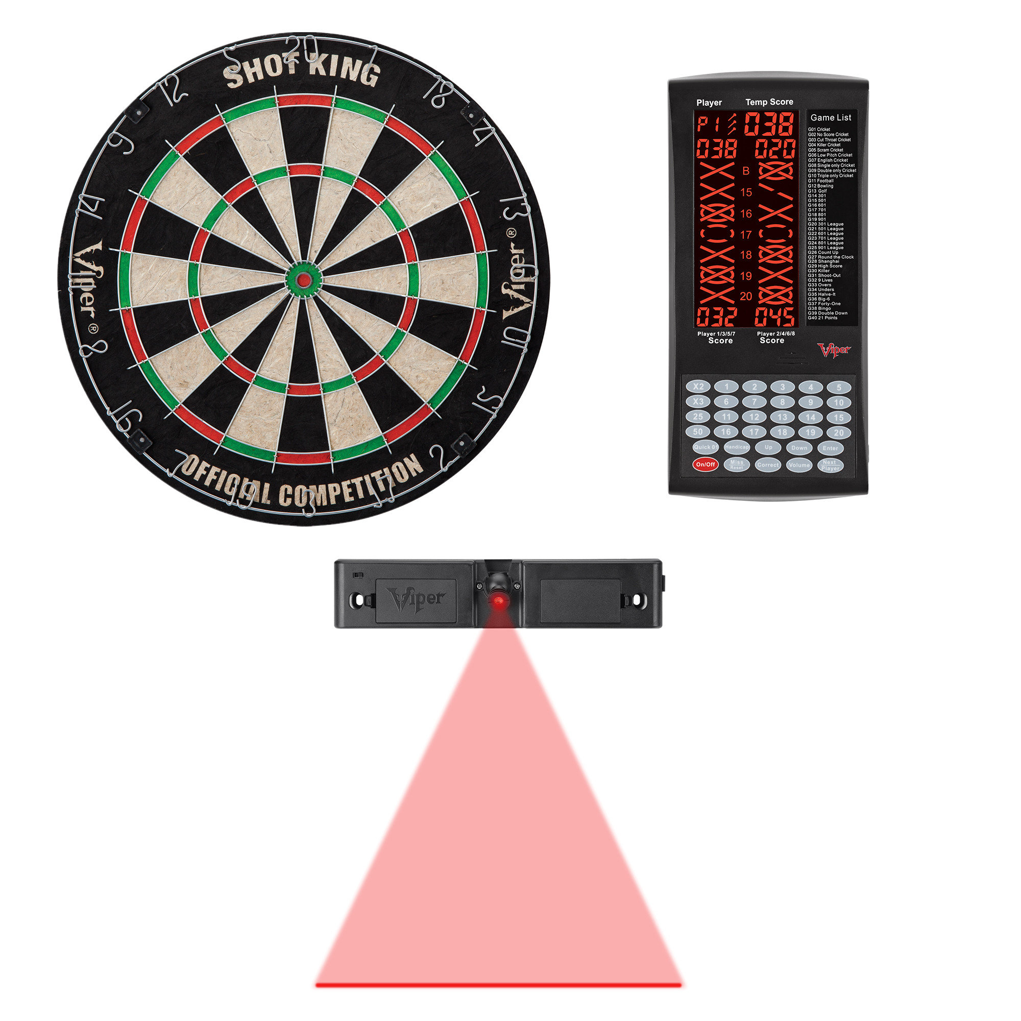 Viper Shot King ProScore and Dart Laser Line Bristle Dartboard with
