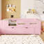 Lit plateforme rose en bois pleine grandeur avec tiroir de rangement et garde-corps, structure en pin +, garde-corps à assemblage simple, clôture semi-fermée, rangement multiple, fabrication, aucun sommier tapissier requis,