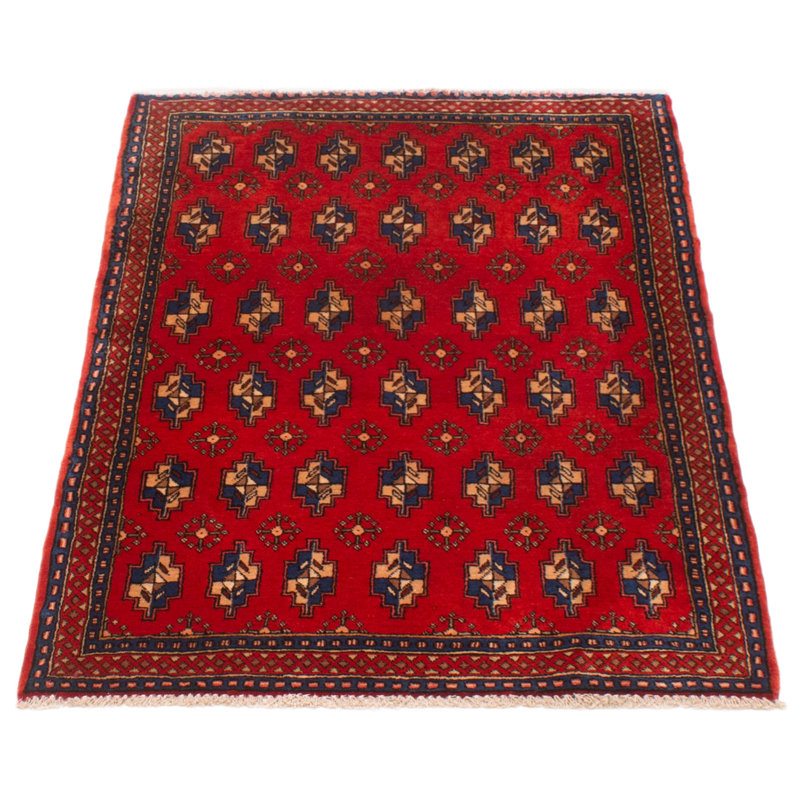 Tapis rouge en laine des années 1990 3 pi 3 po x 4 pi 10 po Vitya