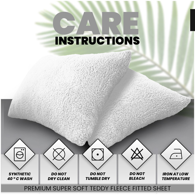 Teddy Fleece Pillowcases 2 Pack 50 x 75cm, Soft Plush Pillow Covers, Warm Cosy Bedroom Bedding Pillow Slips, Easy Care Machine Washable