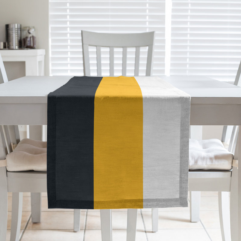 Pittsburgh Football Stripes Table Runner, 72" L x 16" W, Black/Yellow, Polyester
