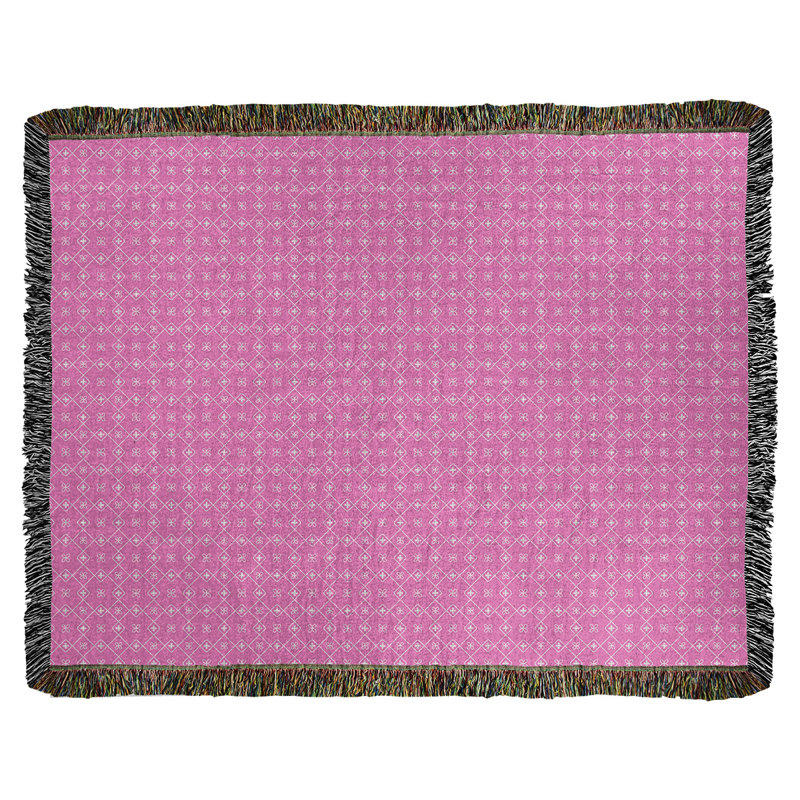 Couverture en coton tissé Katelyn Elizabeth, l 37 po x L 52 po, Rose / blanc