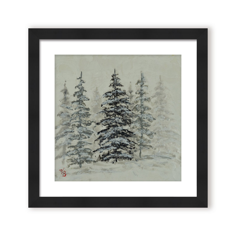Nature Inspired "Serene Grove" Canvas Wall Art By , 12" H x 12" W, Framed Matted Print, Beige