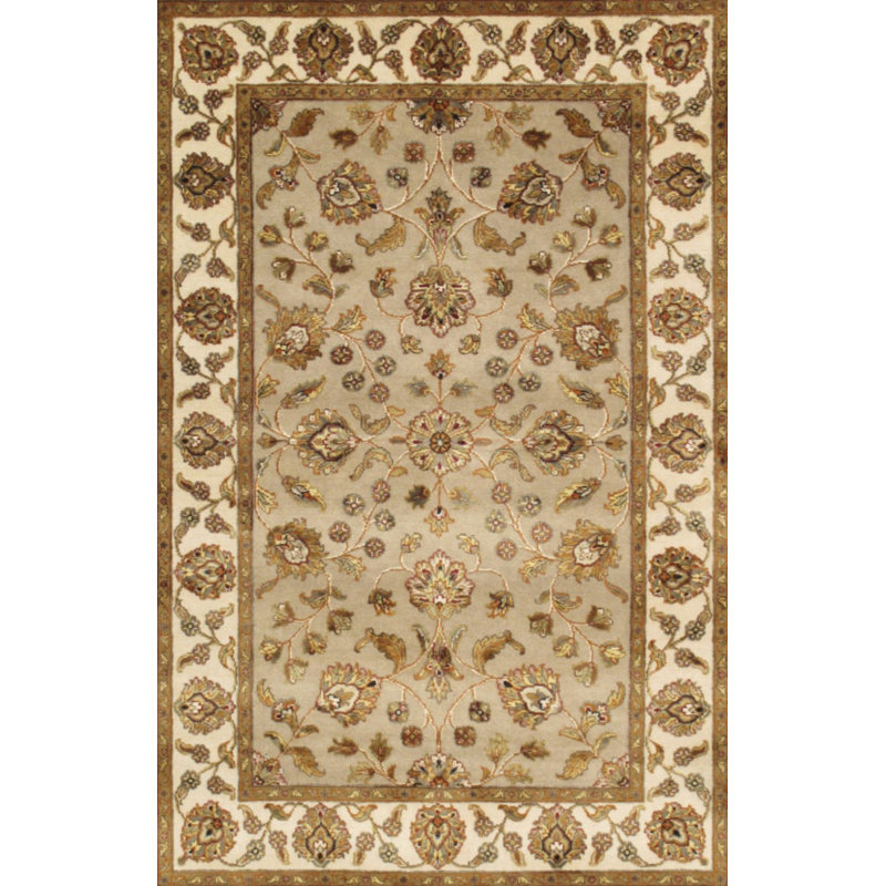 Agra Hand Knotted Oriental Area Rug in Camel/Brown, Rectangle 4'1" x 6'