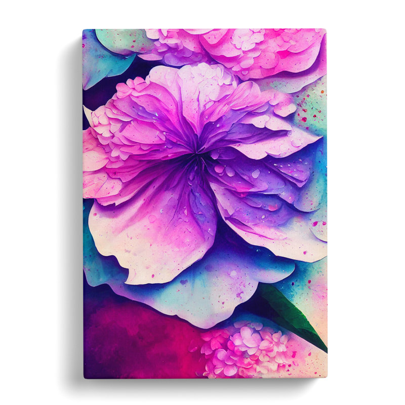 Pradnya Hydrangea Flower Splatter Vol.2 - Wrapped Canvas, 76cm H x 50cm W x 3cm D