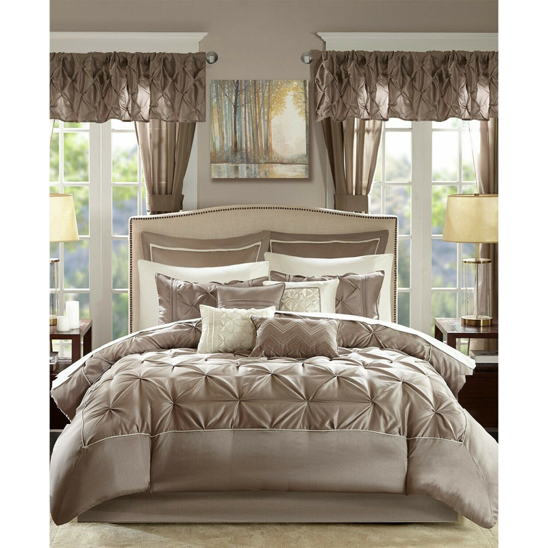 Ensemble d'édredon en microfibre 24 pièces Taupe
