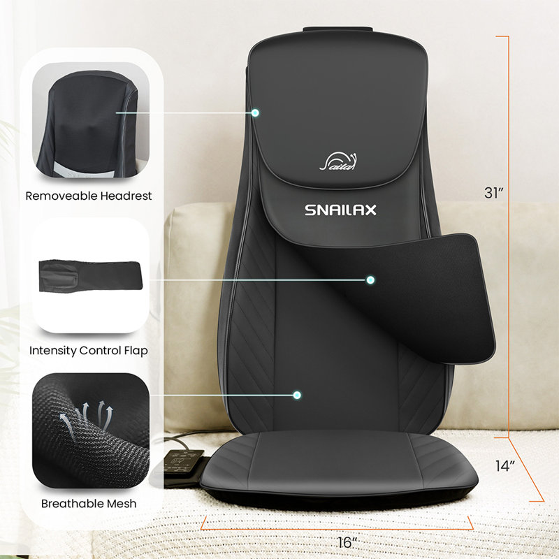 Snailax Upgraded Deep Kneading Shiatsu Back Massager with Heat, Adjustable Intensity.  SL-220