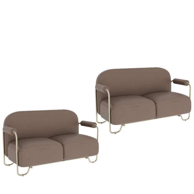 Ensemble de 2 bancs rembourrés en similicuir, Café