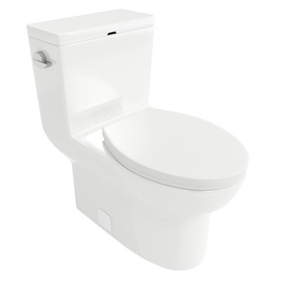 Ceramic Toilet One Piece - Hygienic Flush, Comfortable Height, White, 29.9 In. Deep X 16.02 Wide 29.3 Tall Modern Seat, Quiet D W H