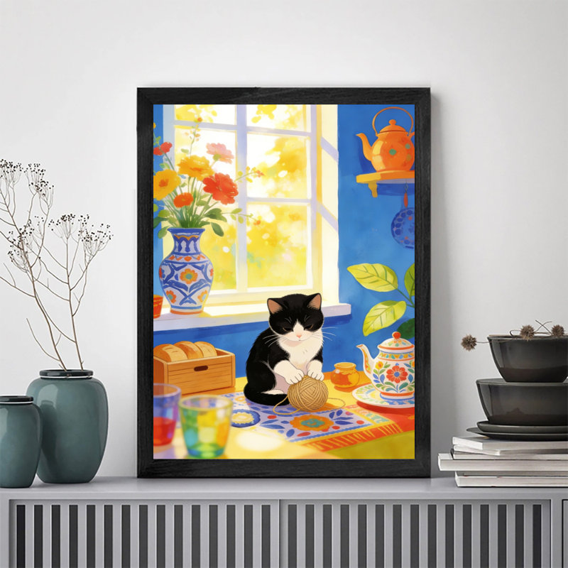 Art mural rétro noir, chats chaleureux et artistiques, impressions de style rétro chaleureux, H 11 po x l 9 po