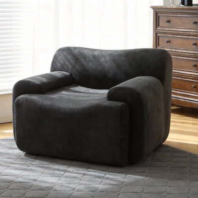 42" Chenille Oversized Accent Chair with Armrest, Modern Single Sofa with Deep Seat, Comfy Compression Sofa for Living Room, Bedroom & Office, No Assembly Required