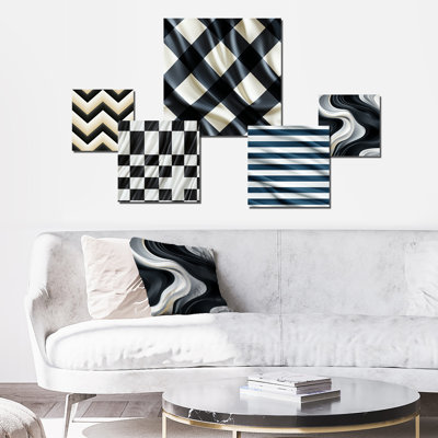 Chagnon - Ensemble de 5 reproductions d'art mural à chevrons
