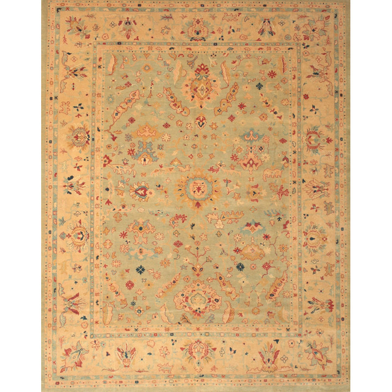 Tapis traditionnel brun clair / bleu / rouge Tonio, Rectangle 5 pi x 7 pi