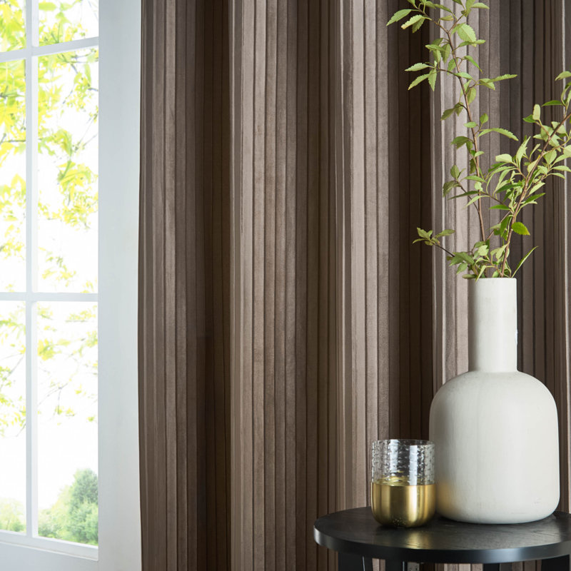 Corinthian Room Darkening Curtain Panel Pair, 90cm Width x 137cm Drop, Brown