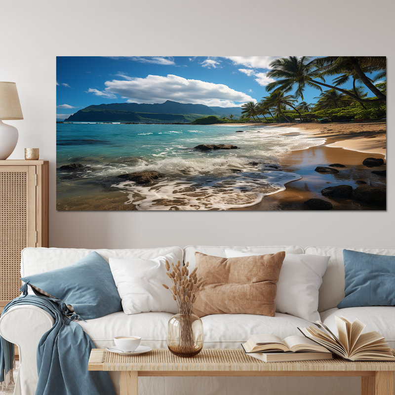 Aloha Tropical Dreamscape II - Maui, impressions encadrées, Toile tendue, H 28 po x l 60 po x P 1,5 po