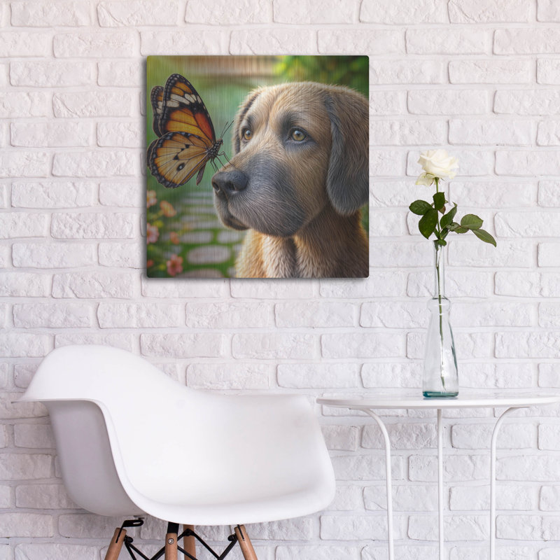  «Dog & Butterfly» par Rey Klimt, art mural en métal, H 24 po x l 24 po