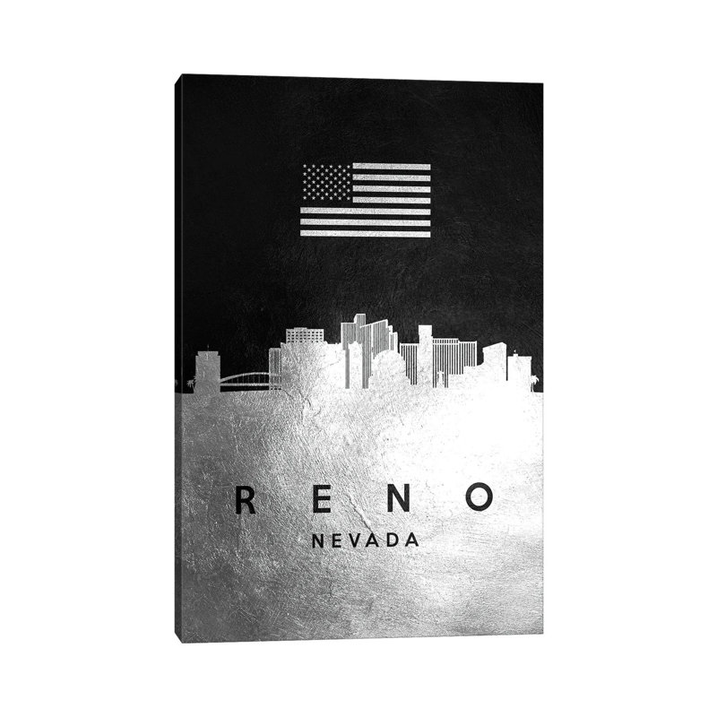 Reno Nevada Silver Skyline 1 Piece Wrapped Canvas Painting, 20.32 cm H x 30.48 cm W x 1.91 cm D