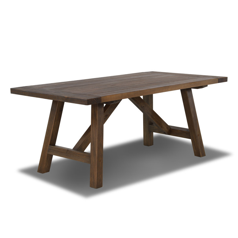 Table rectangulaire en bois massif de 72 po avec base campagnarde Cascais, Chêne brun