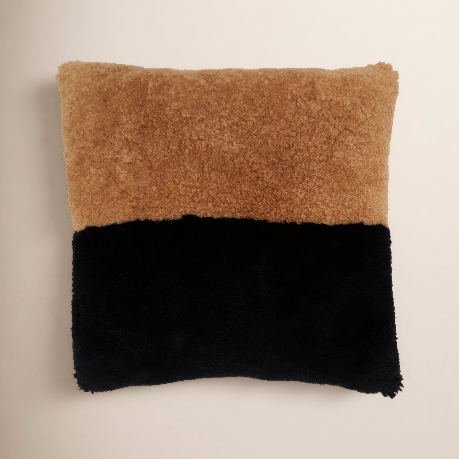 Shearling Collection Sheepskin Throw Pillow, Polyester, Brown
