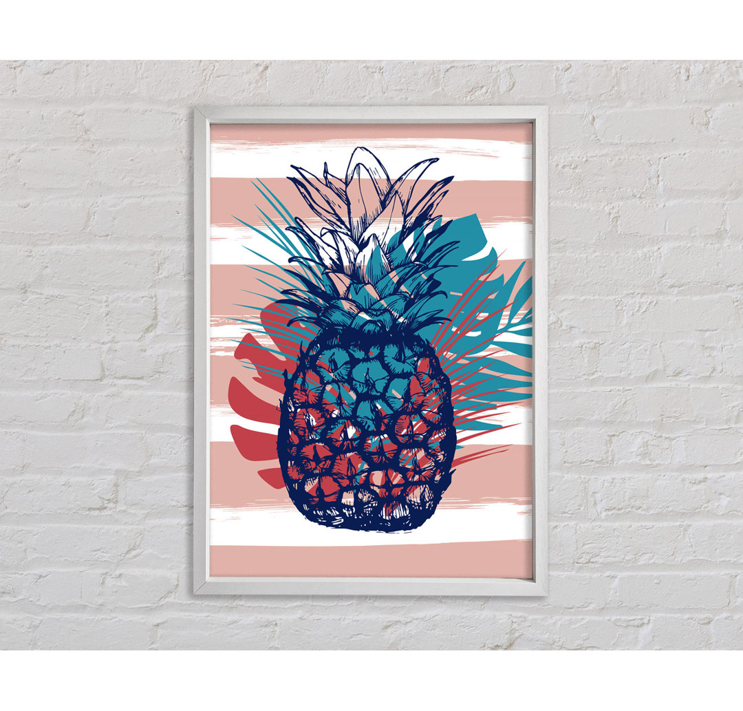 Pop Art Ananas Palmenblätter - Einzelner Bilderrahmen Kunstdrucke auf Leinwand