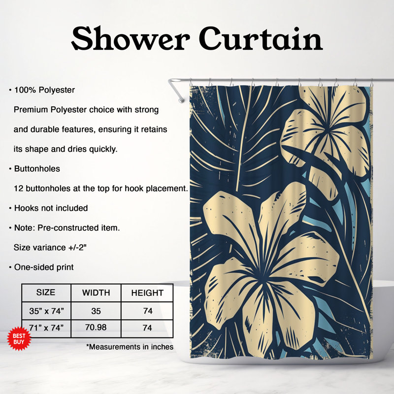 Motif hawaïen - rideau de douche standard 1 pièce