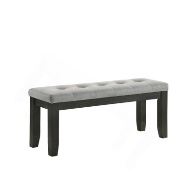1Pc Contemporary Style Bench Gray Fabric Upholstery Tufted Tapered Wood Legs Bedroom Living Room Dining Room Furniture Wheat Charcoal Finish