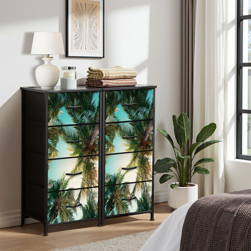 4 Drawer Dresser for Bedroom, Narrow Chest of Drawers, Wooden Top and Study Iron Frame 18"x37.5"-(WxH)