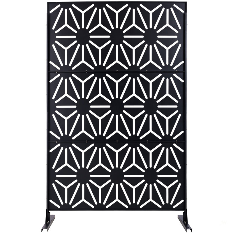 Écran d'intimité extérieur et intérieur en métal H 76 po x l 48 po, écran d'intimité décoratif autoportant pour terrasse de balcon de terrasse, panneaux de clôture d'intimité pour jardin extérieur PS118