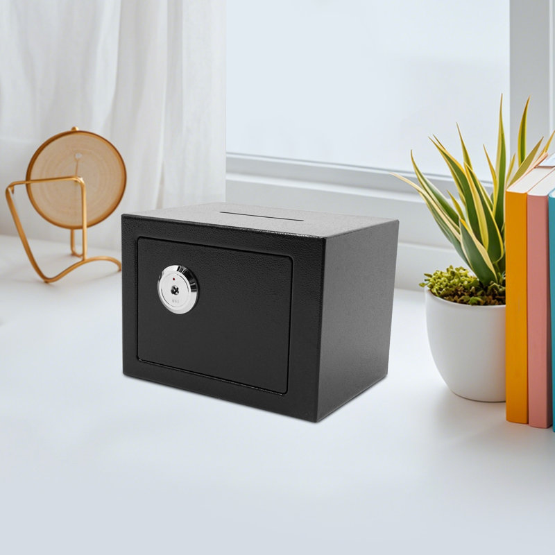 Petit coffre-fort avec fente, coffre-fort pour armoires, sécurité pour la maison et le bureau avec 3 clés mécaniques, Noir