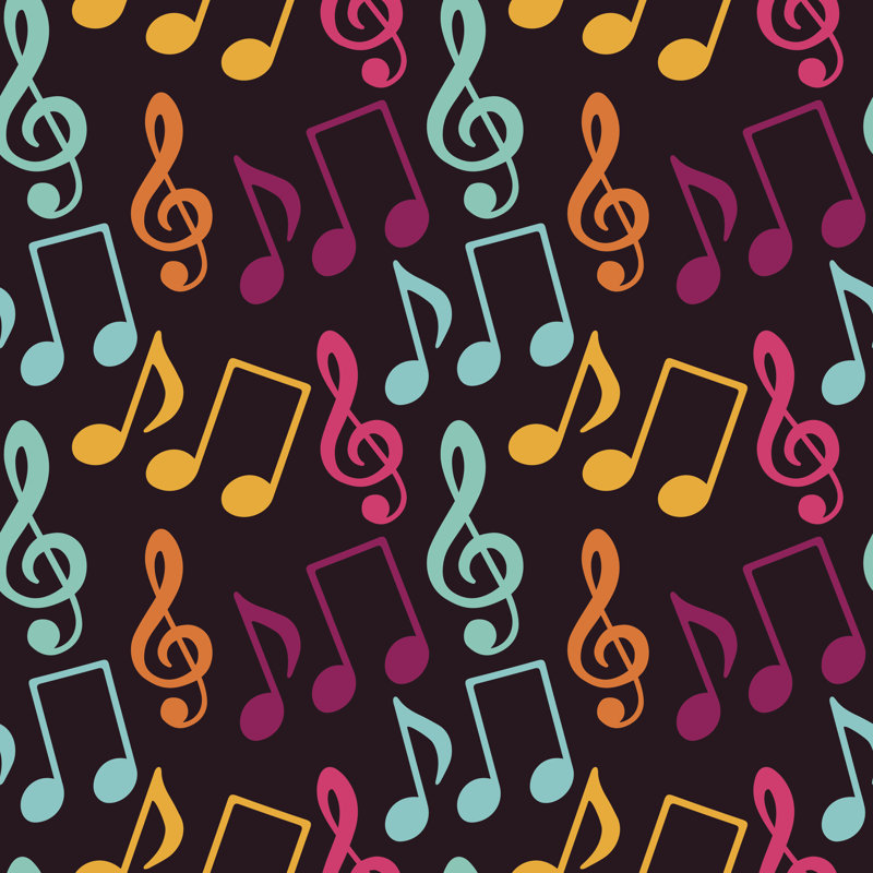 Seamless Pattern With Music Notes And Treble Clef by Nataleana - Wrapped Canvas Print, 76cm H x 76cm W x 3.8cm D