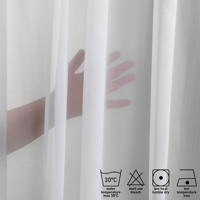 Rideau transparent extra long et extra large en crêpe de soie, Blanc, L 52 po x L 216 po