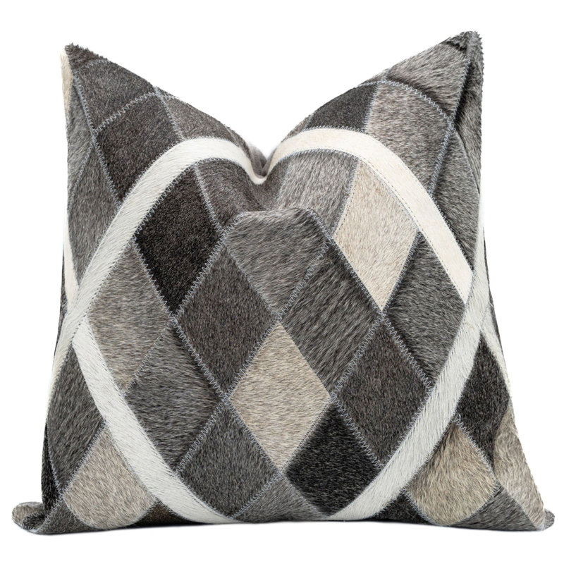 Coussins décoratifs en cuir de vache Canvello, H 18 po x l 18 po, Carré