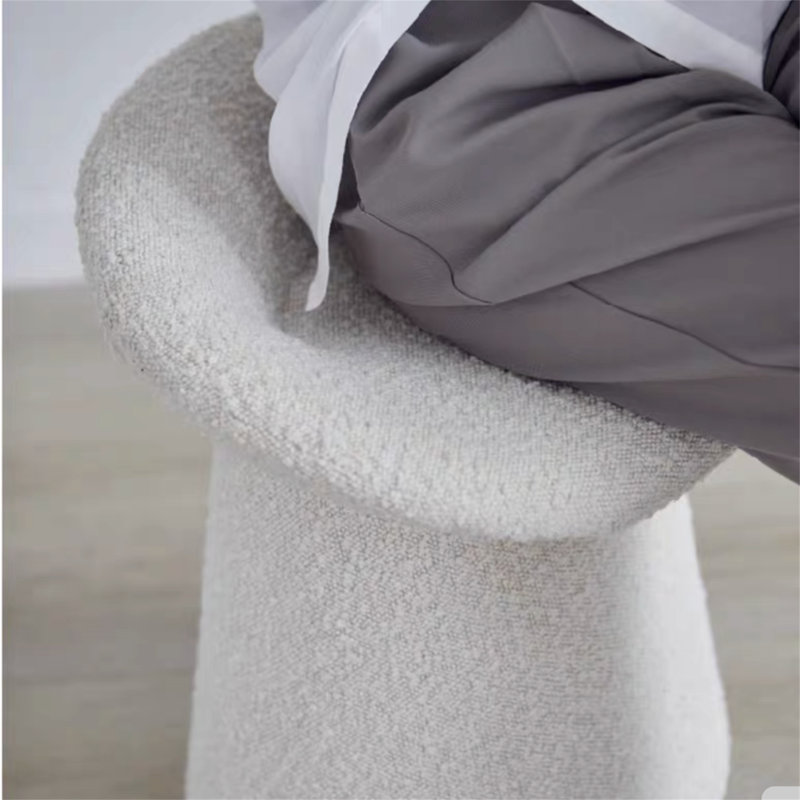 Tabouret, fausse laine d'agneau
