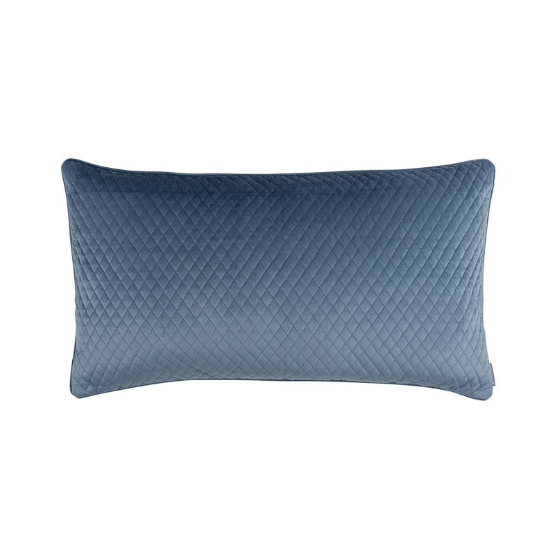 Housse de coussin en velours matelassé et insert Valentina, 18 po x 30 po, Bleu