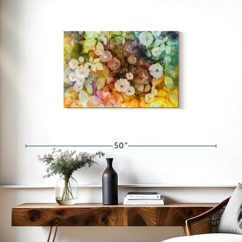 Fleurs blanches abstraites Avery, H 20 po x l 30 po