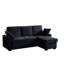 Canapé modulaire en chenille gris foncé à 3 places avec rangement convertible, plateau amovible et dossiers réglables pour un ensemble de porte-gobelets modulables-301934968