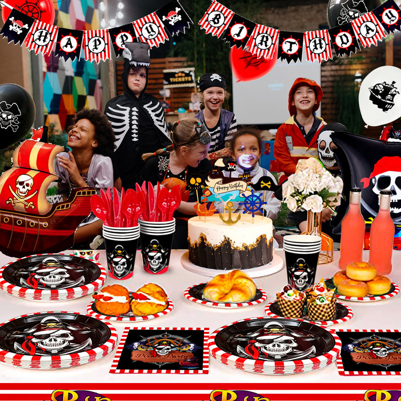 161 pcs Pirate Birthday Party Supplies, Pirate Party Decorations&Tableware Set