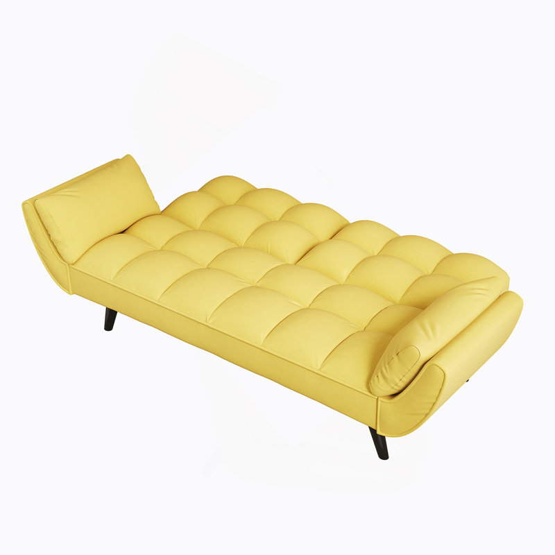 74 pouces canapé doux deux accoudoirs coussin décoratif confortable, Mélange de polyester jaune